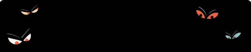 Black background with multicolor scary eyes.