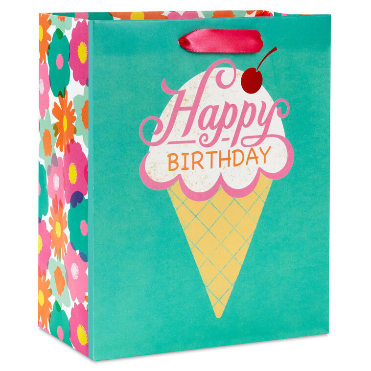 9.6" Ice Cream Cone Medium Birthday Gift Bag